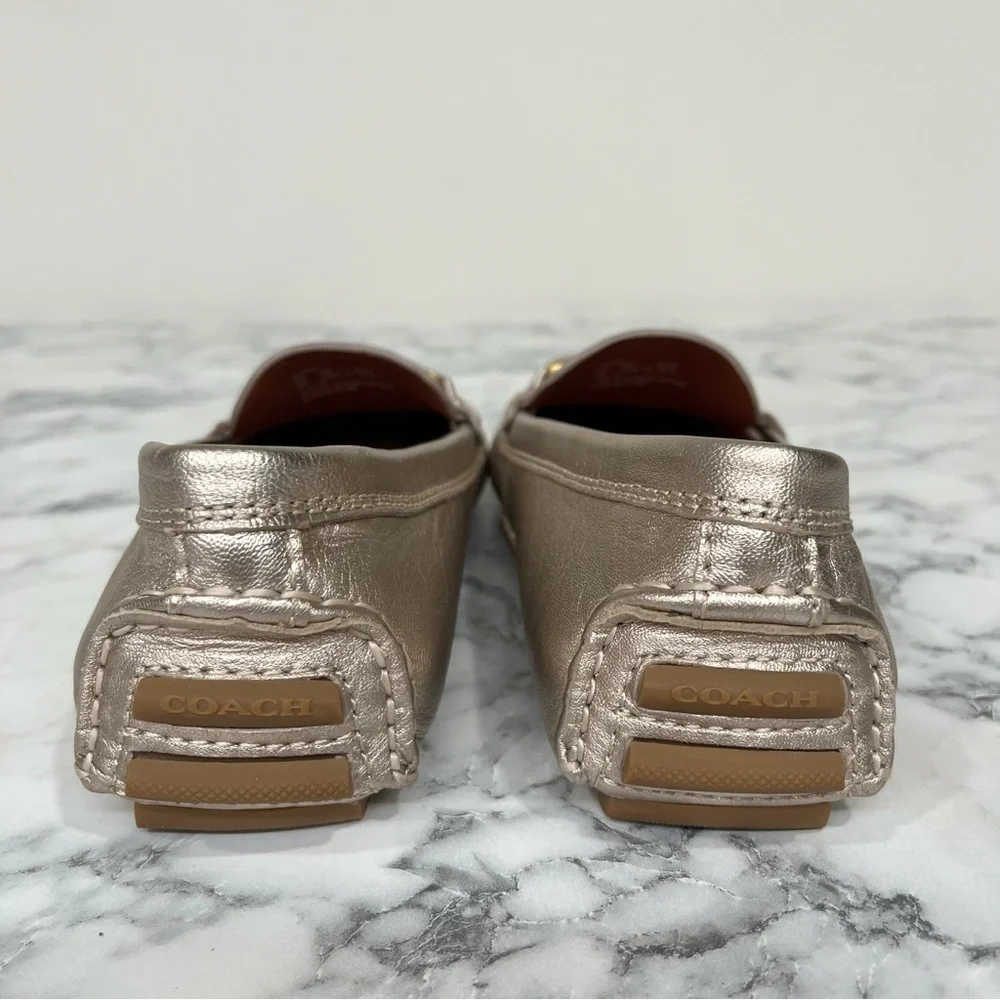 COACH Crosby driver loafers metallic flats equestrian preppy old money size 5 B